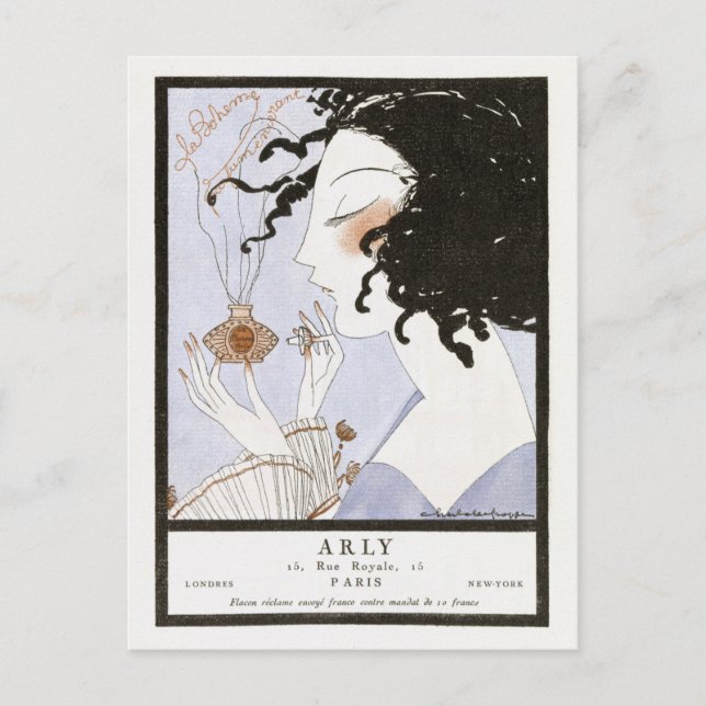 Postal Viejo Fashion Fashion francés Perfume IllustratioP (Anverso)