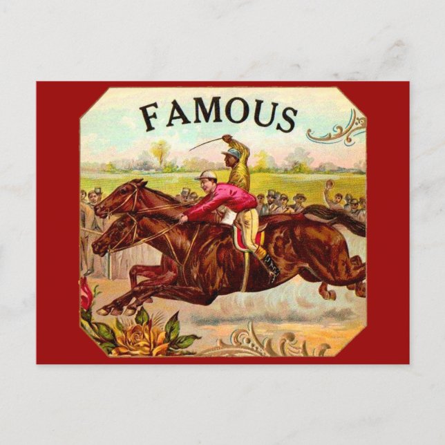 Postal Viejo jeo de la Carreras de Caballo de la Raza (Anverso)