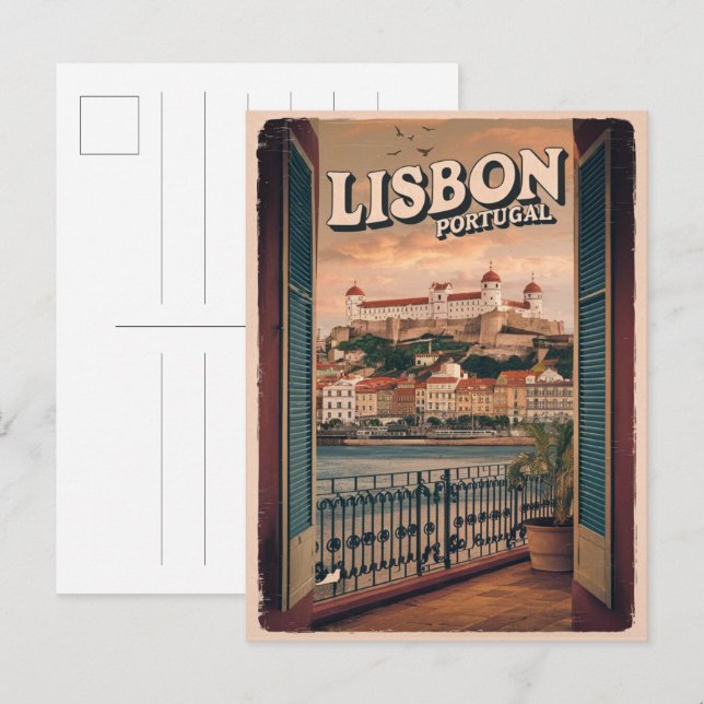 Postal Viejo lisboa portugal regalos de viaje balcón vist (Anverso / Reverso)