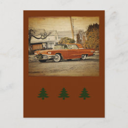 Postal Viejo Navidad-T-Bird-Car