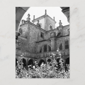 Postal Viejo patio de fotografías en blanco y negro