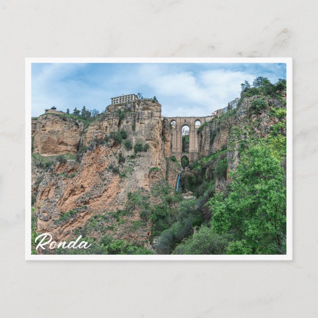 Postal Viejo puente histórico en Ronda, España (Anverso)