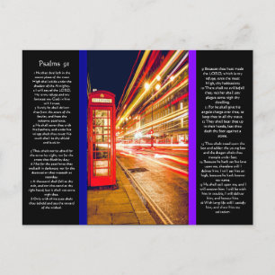 Postal Viejo Teléfono Booth Con Salmos Capítulo 91 Postca