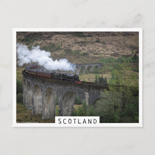 Postal Viejo tren de vapor en el Viaducto de Glenfinnan (Anverso)