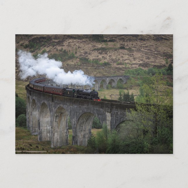 Postal Viejo tren de vapor en el Viaducto de Glenfinnan (Anverso)