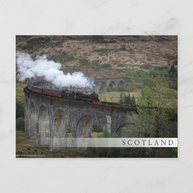 Postal Viejo tren de vapor en el Viaducto de Glenfinnan (Anverso)