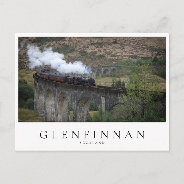 Postal Viejo tren de vapor en el Viaducto de Glenfinnan (Anverso)
