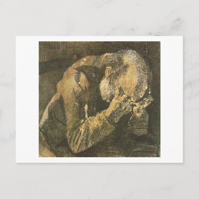 Postal Viejo Van Gogh con cabeza en manos (F998) (Anverso)