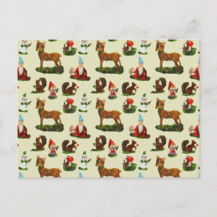 Postal Viejo venado navideño venado de Santa Snowman