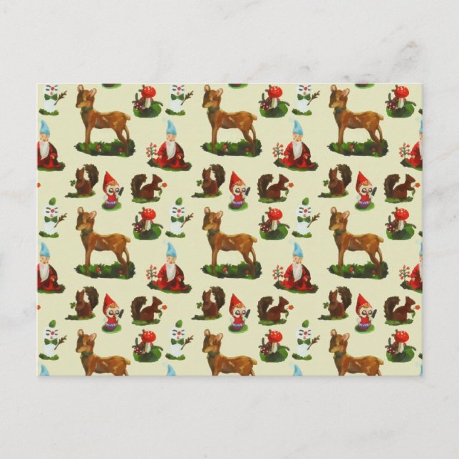 Postal Viejo venado navideño venado de Santa Snowman (Anverso)