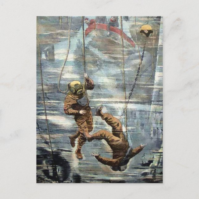 Postal Viejos buzos victorianos (Anverso)