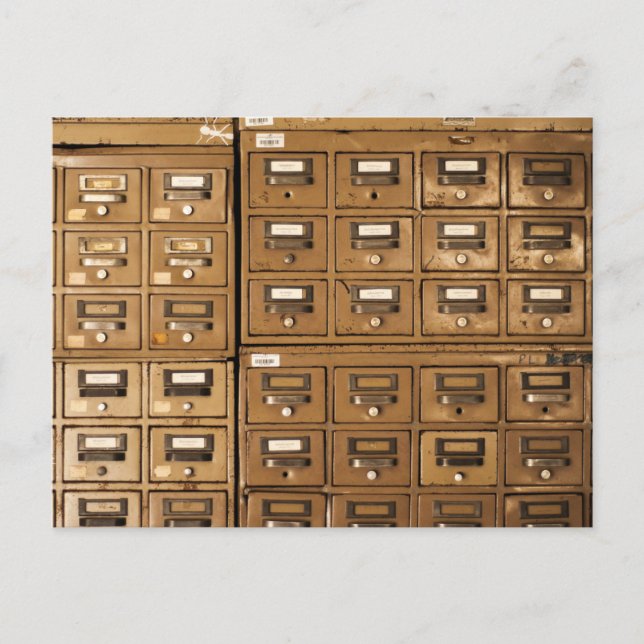 Postal Viejos gabinetes de archivos en debate (Anverso)