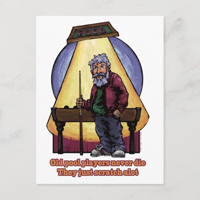 Postal Viejos jugadores de Pool (Anverso)
