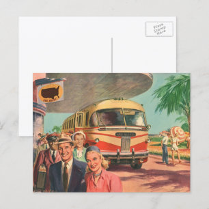 Postal Viejos pasajeros de vacaciones en la estación de a