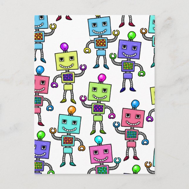 Postal Viejos robots retro de Skool (Anverso)