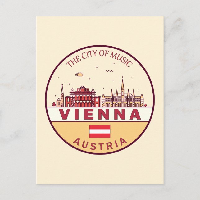 Postal Viena Austria City Skyline Emblem (Anverso)