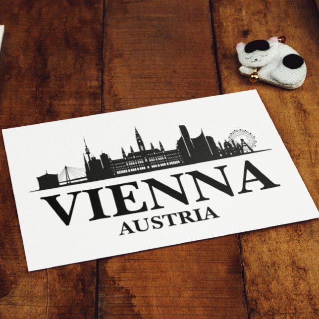 Postal Viena Austria Cityscape Black White (Vienna Austria Simple Minimal Postcard)