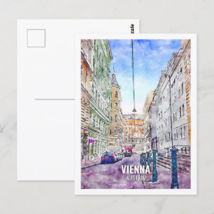 Postal Viena Austria Famoso lugar de viaje acuarela