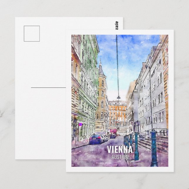 Postal Viena Austria Famoso lugar de viaje acuarela (Anverso / Reverso)