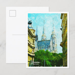 Postal Viena Austria Hermosa ciudad de pintura al petróle