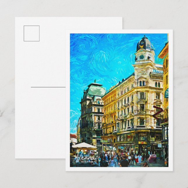 Postal Viena Austria Hermoso paisaje de pintura al óleo (Anverso / Reverso)