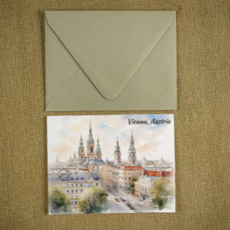 Postal Viena Austria Panorama Ver Pintura de acuarela
