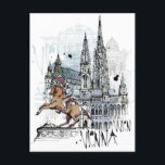 Postal Viena Austria Vintage Travel souvenir<br><div class="desc">vintage,  retro,  travel,  moderno,  acuarela,  clásico,  Viena,  Austria,  turismo,  recuerdo, </div>