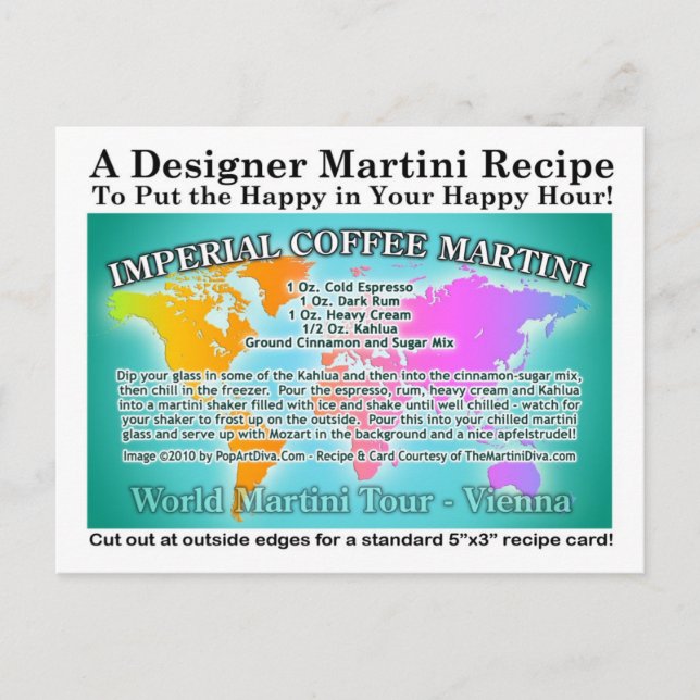 Postal Viena, Receta Imperial de Martini en el Tour Mundi (Anverso)