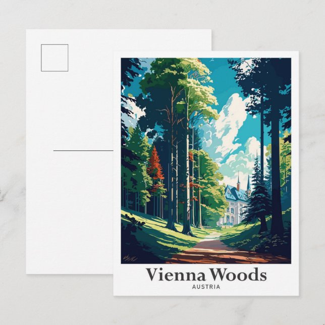 Postal Viena Woods Austria Ilustracion de Viajes Vintage (Anverso / Reverso)