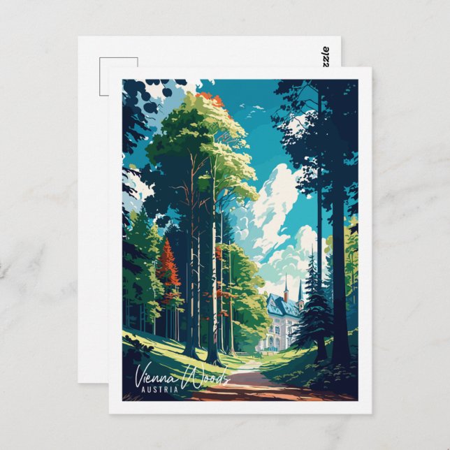 Postal Viena Woods Austria lugar de viaje vintage (Anverso / Reverso)