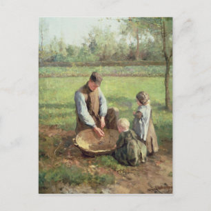 Postal Viendo el trabajo del padre