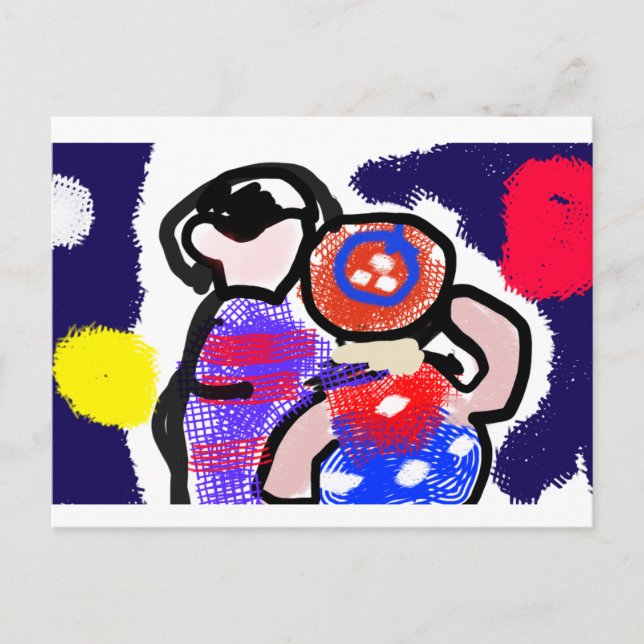 Postal Viendo fuegos artificiales (Anverso)