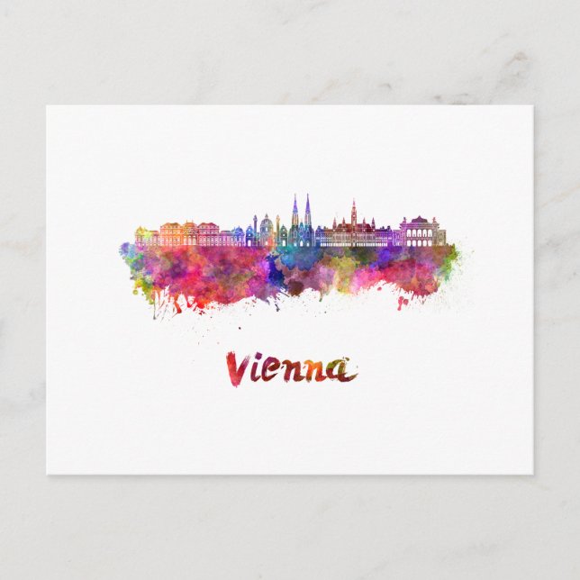 Postal Vienna skyline in watercolor (Anverso)