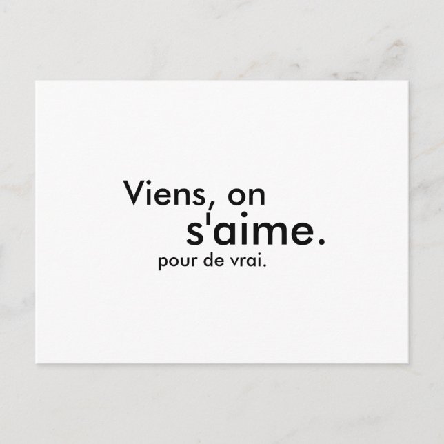 Postal Viens, en s'aime. pour de vrai. (Anverso)