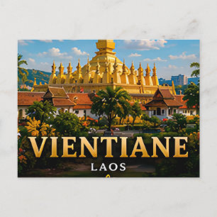 Postal Vientiane Laos Río Mekong Escape 🌊