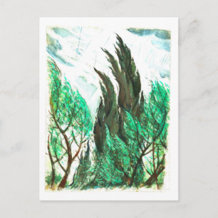 Postal Viento en la pintura de Treetops