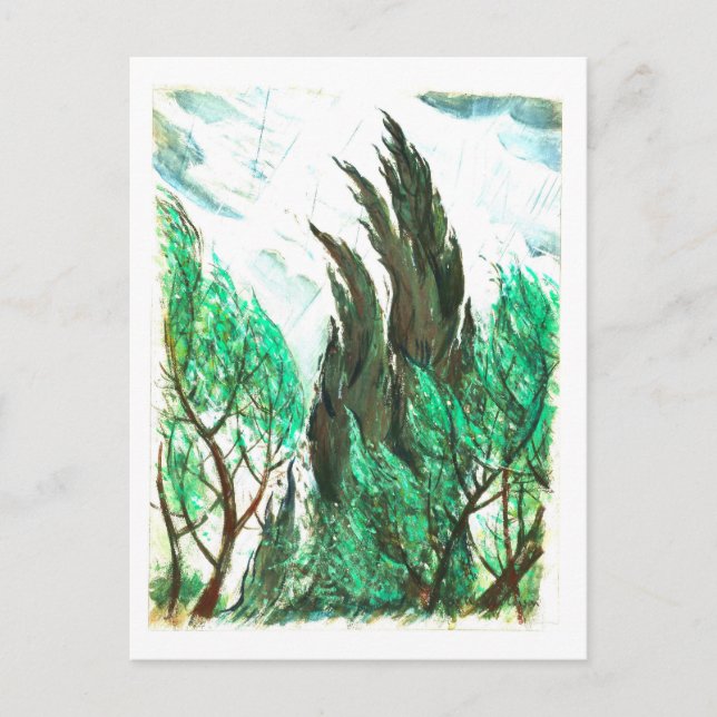 Postal Viento en la pintura de Treetops (Anverso)