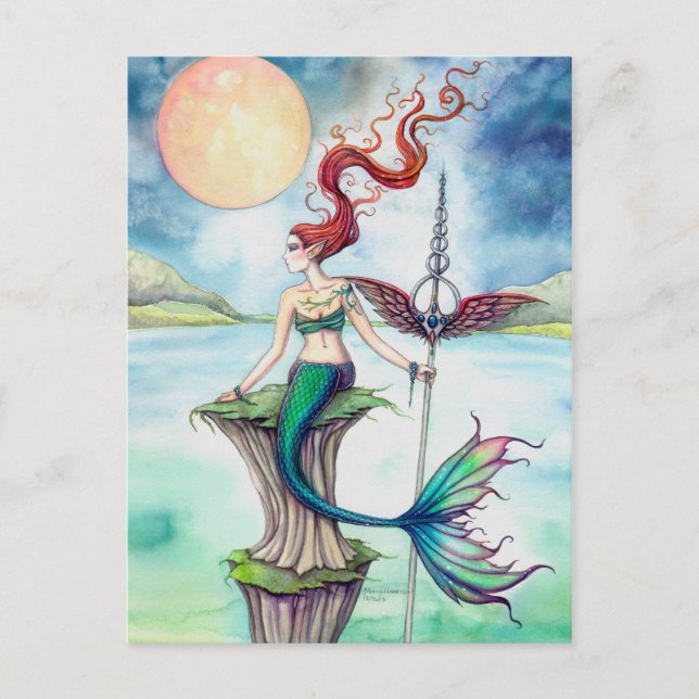 Postal Vientos de Irlanda Arte de Sirena (Anverso)