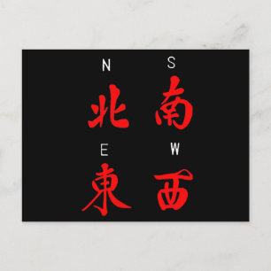 Postal Vientos de Mahjong, Honor Suit, Norte, Sur, Este,