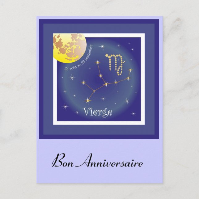 Postal Vierge 23 août au 23 septembre Postkarte (Anverso)