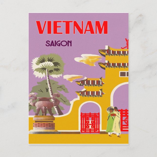 Postal Vietnam, ciudad de Saigón, viaje vintage (Anverso)