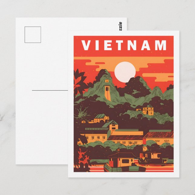 Postal Vietnam: Lugar de viaje famoso (Anverso / Reverso)