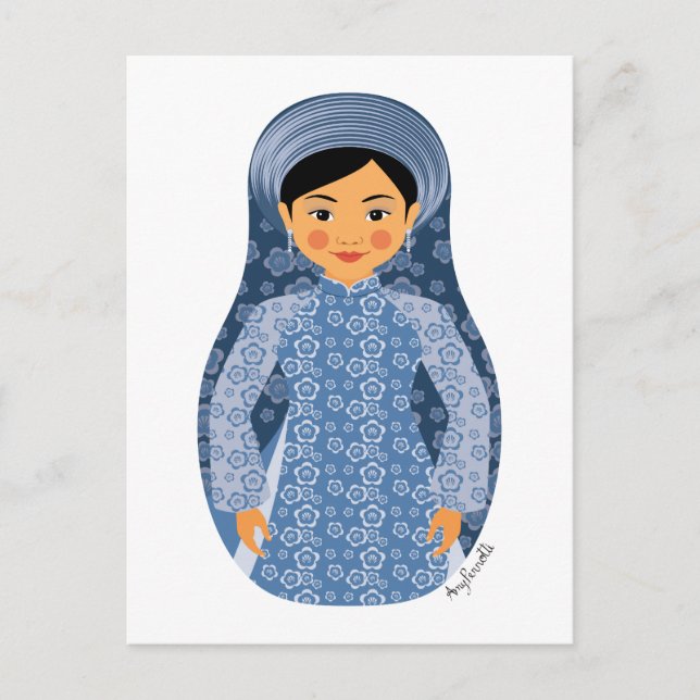 Postal vietnamita de agua Matryoshka (Anverso)
