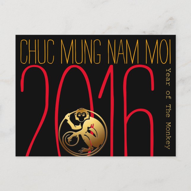 Postal vietnamita del Año Nuevo del año 2016 del (Anverso)