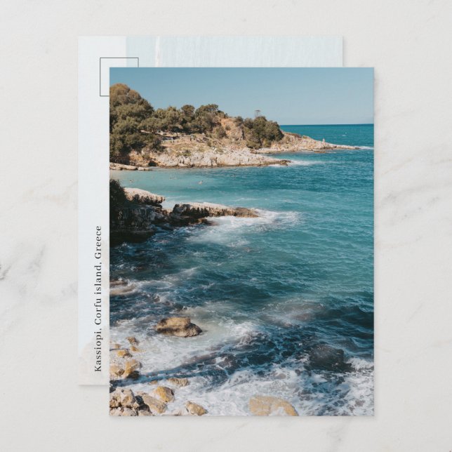 Postal View at Kassiopi village coast, Corfu (Anverso / Reverso)