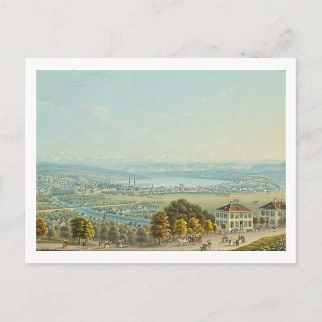 Postal View of Zurich, c.1840 (w/c) (Anverso)