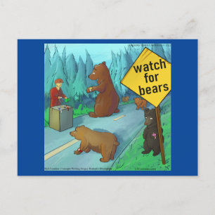 Postal Vigila Para Osos Divertido Rick London 