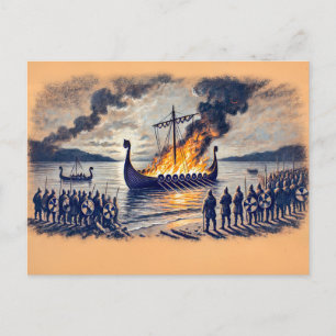 Postal Viking Burial en el dibujo de una charla pastoral