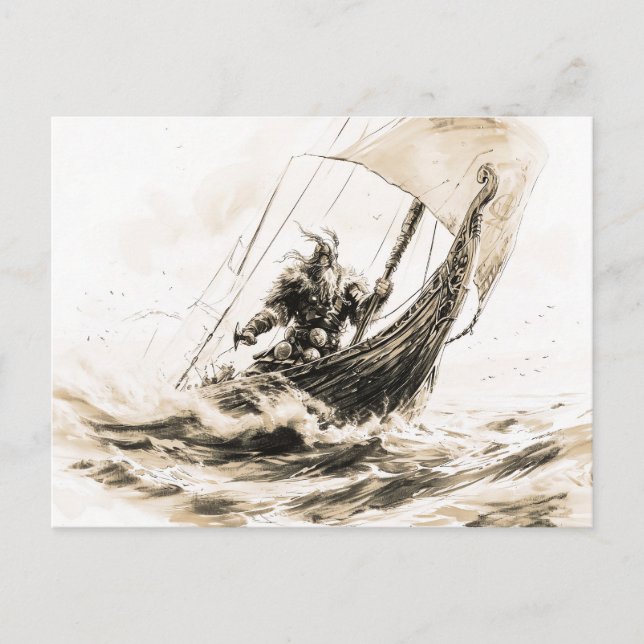 Postal Viking Deity Sketch Pen Drawing of Norse God Odin (Anverso)