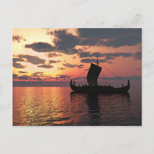 Postal Viking Longship at Sunset (Anverso)